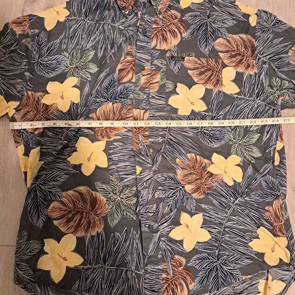 Vintage Chaps Ralph Lauren Hawaiian Shirt Dark Men XL Floral Tropical Beach - Picture 7 of 8